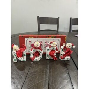 Vtg Christmas Pixie Elf NOEL Letters Set Wales Japan RARE Damaged